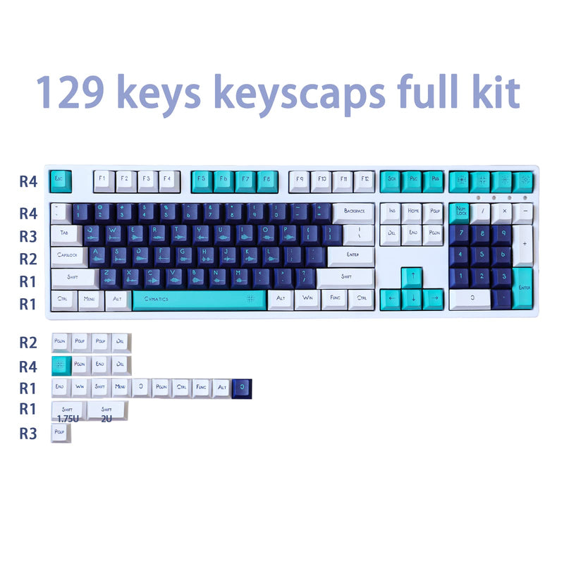 [Australia - AusPower] - PBT Keycaps 129 Keys Dye-Sublimation Keycap Set Cherry Profile Japanese Keycaps for Cherry Gateron Mx Switches Mechanical Gaming Keyboard 
