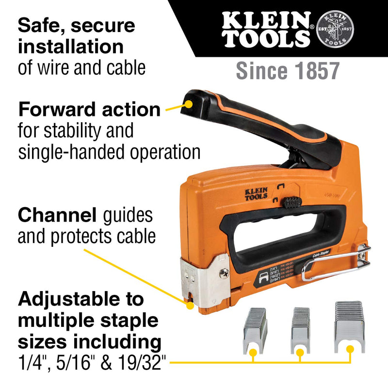 [Australia - AusPower] - Klein Tools 450-003 Heavy Duty Staples,19/32 x 11/32-Inch Insulated Staples for Romex and Other Cables, for Klein Tools Stapler No. 450-100 19/32-Inch Insulated Staples 