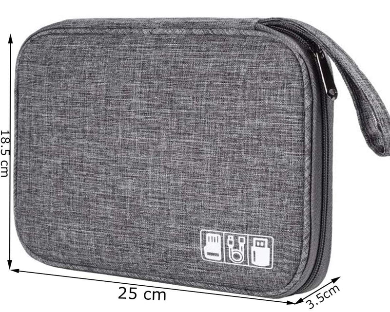[Australia - AusPower] - Electronics Accessories Case, Durable Small Electronics Accessories Storage Bag for Various USB, Cables, Hard Drive, Phone, Cords and Power Travel Gadget Carry Bag, Grey 