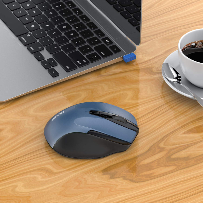 [Australia - AusPower] - Wireless Mouse, TECKNET Pro 2.4G Ergonomic Wireless Optical Mouse with USB Nano Receiver for Laptop,PC,Computer,Chromebook,Notebook,6 Buttons,24 Months Battery Life, 2600 DPI, 5 Adjustment Levels Blue 