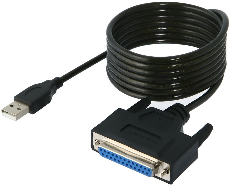 [Australia - AusPower] - SABRENT USB 2.0 to DB25 IEEE-1284 Parallel Printer Cable Adapter [THUMBSCREWS Connectors] (CB-DB25) DB25 Thumbscrews 