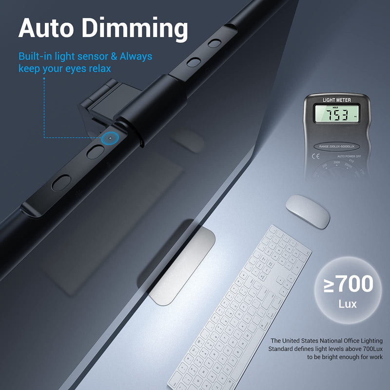 [Australia - AusPower] - Computer Monitor Light, Screen Light Bar with No Glare for iMac(22~29'') Auto Photosensitive Countless Color Temperatures & Brightness USB LED Desk Lamp for Professional Designer/Software Programmer 