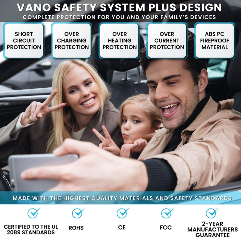 [Australia - AusPower] - Vano Fast 3 Port USB Car Charger with Qualcomm Quick Charge 3.0 - Cigarette Lighter Socket Adapter to Recharge Any USB Device - Compatible with Samsung Galaxy, iPhone and More 