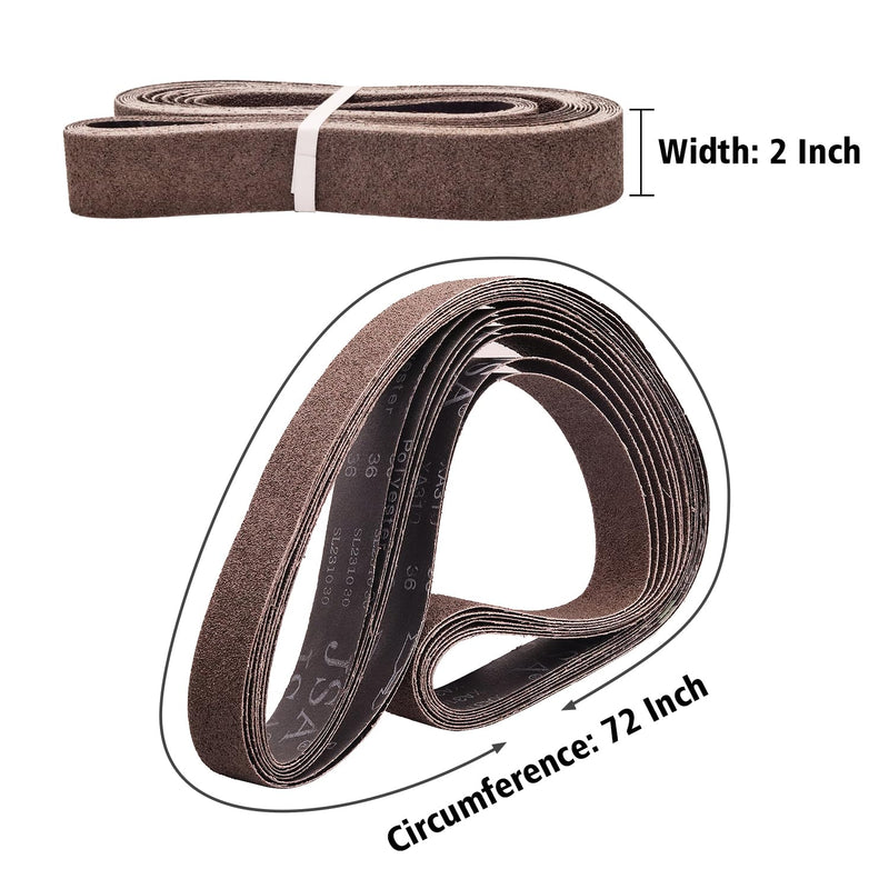 [Australia - AusPower] - 2 x 72 Inch Sanding Belts for Belt Sander, 60/80/120/240/400/600 Grit Calcined Aluminum Oxide Metal Sanding Belts Assortment, 6 Pack(2x72in) Mix Grits(60-600) 