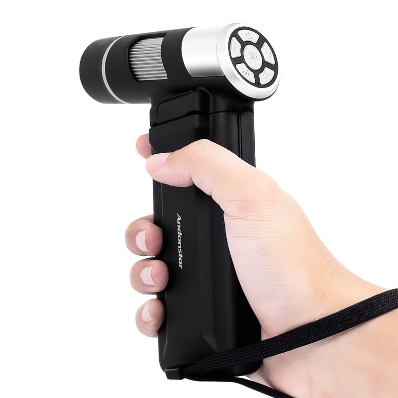 [Australia - AusPower] - Andonstar AD203 Handheld Digital Microscope, FHD Portable Microscope 4 Inch Rotatable Monitor, USB Pocket Microscope for Adults Kids, Coin Inspection Microscope, Loupe Magnifier, PC View, 32GB(Black) BLACK 