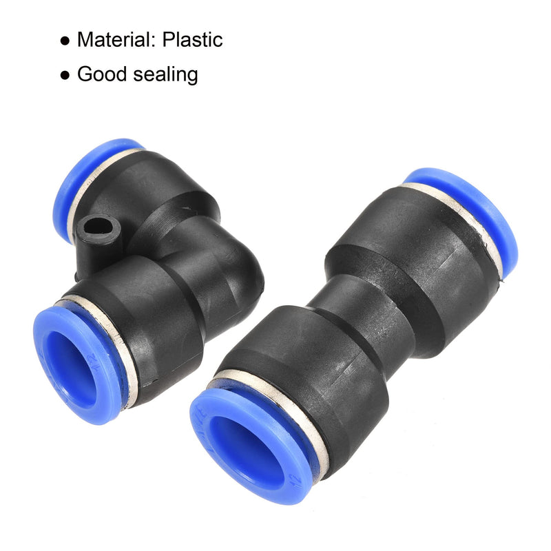 [Australia - AusPower] - MECCANIXITY Plastic Push to Connect Fittings Fit 12mm Tube OD Push Lock Tube Fitting, 5Pcs Straight 5Pcs Elbow Black Blue 