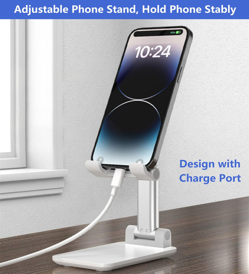 [Australia - AusPower] - bodbop Cell Phone Stand for Desk Mobile Phone Holder Desktop Cell Phone Bracket Desk Foldable Phone Support Dock Compatible with iPhone Pro Max Plus Android Smartphone Stands Tabletop Holders (White) White 