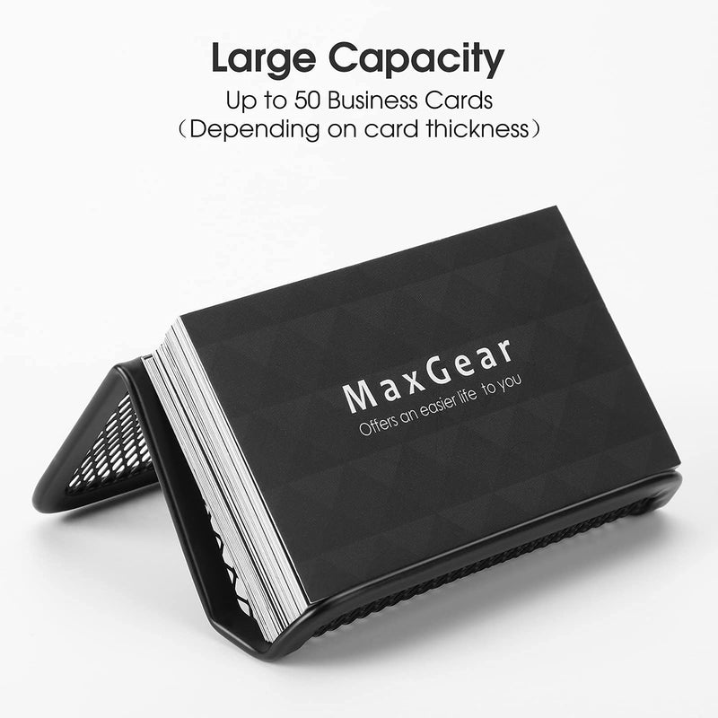 [Australia - AusPower] - MaxGear Business Card Holder for Desk Metal Business Card Display Holders Mesh Business Cards Holder Stand 3 Pack Desktop Name Card Organizer, Capacity: 50 Cards, Black 