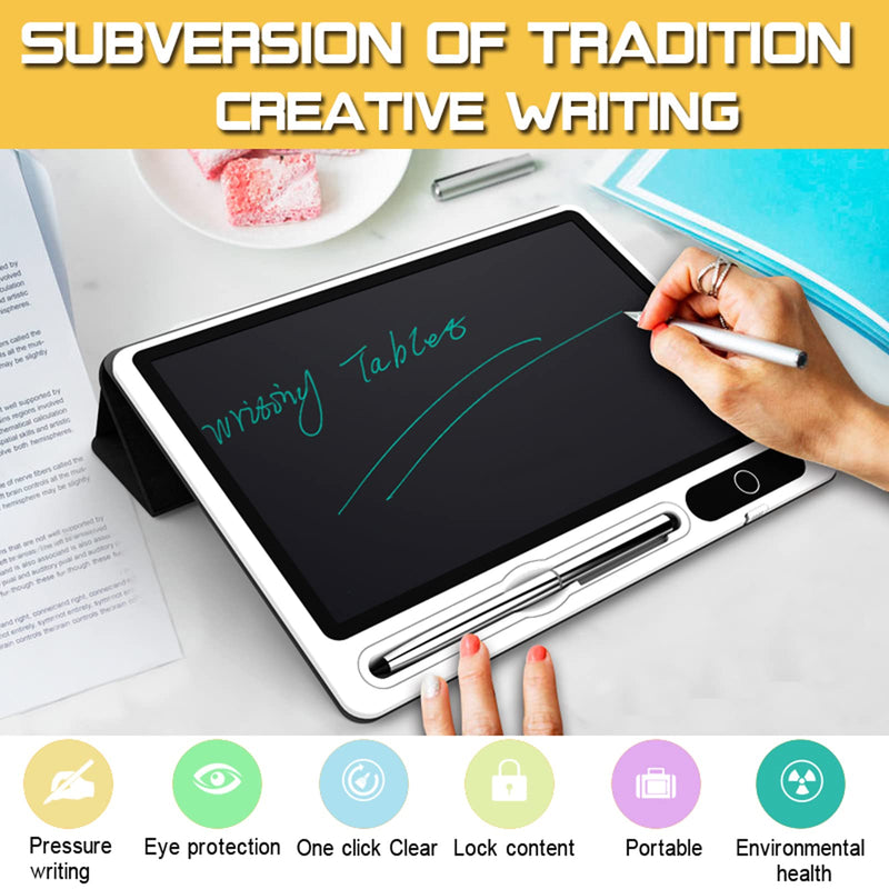 [Australia - AusPower] - 10.1inch LCD Writing Tablet with PU Protective Case Business Electronic Drawing Board with Cover Message Board Handwriting Pad Doodle Board for Office Adult Elder Children School (Rose Red) Rose Red 