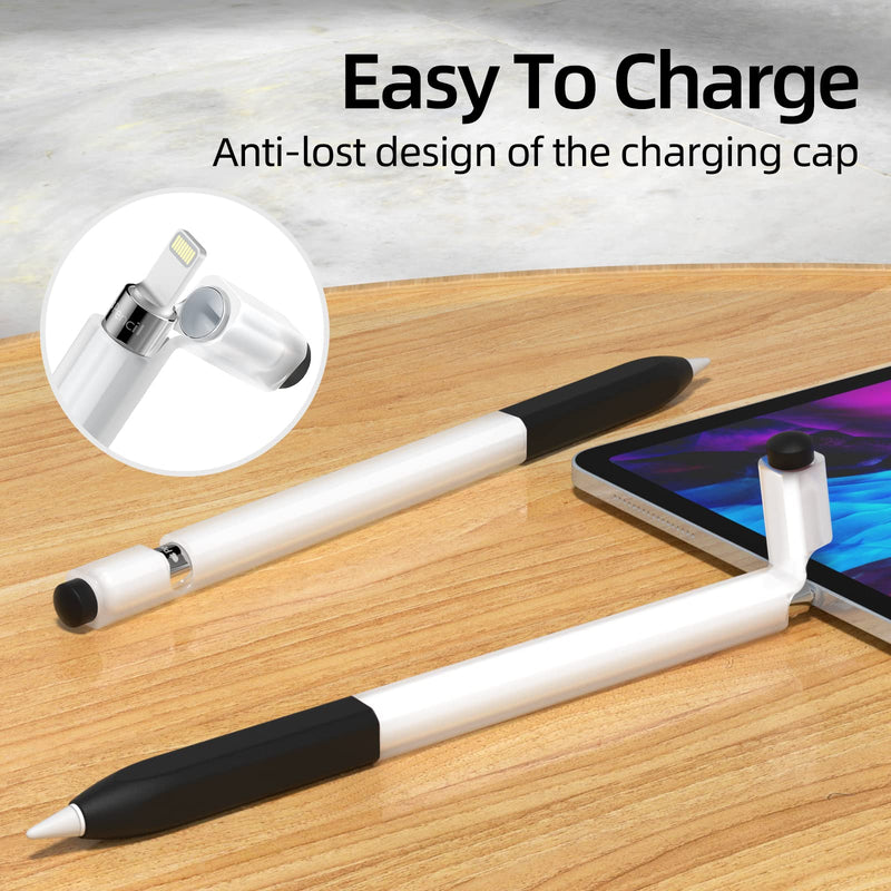 [Australia - AusPower] - JOOSKO Pencil Case Compatible with Apple Pencil 1st Generation Case, [2 Pack] Soft Silicone Pencil Case， [with 10 Pencil tip Cover] for Apple Pencil 1st Generation. (Black, Black) Black, Black 