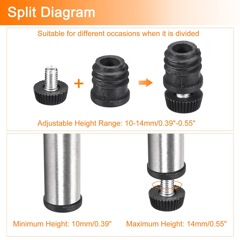 [Australia - AusPower] - uxcell 4Pcs Inserts for Round Tubes with Leveling Feet, for 16mm/0.63" OD Round Tube, M6 Thread Black Plastic Furniture Chair Leg Plug Blanking End Caps Insert Plugs 4 
