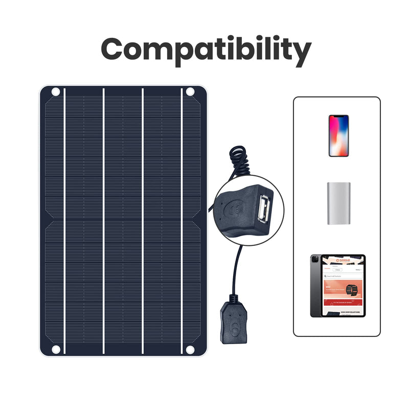 [Australia - AusPower] - FlexEnergy 6W USB Mini Solar Panel,5V High-Performance Monocrystalline Module Waterproof Solar Charger with Solar Cell,Suitable for Bicycles,Mobile Phones,Power Bank,Camping Lights,etc. 