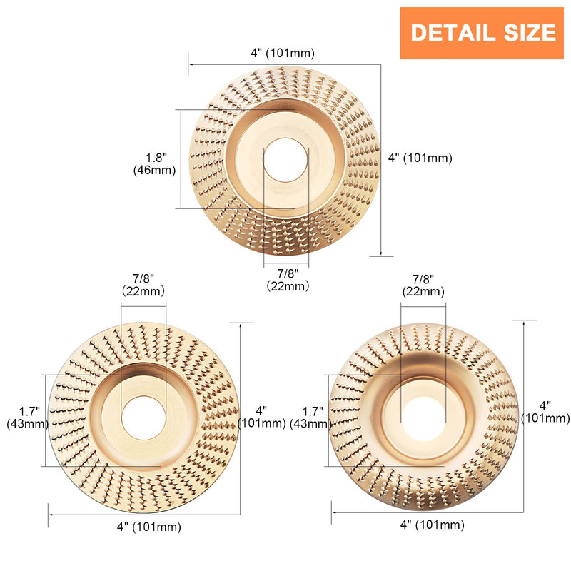 [Australia - AusPower] - Grinder Wheel Disc, Wood Carving Disc, Angle Grinder Wood Carving Disc for 4” and 4 1/2” Angle Grinders with 5/8 Arbor, Grinding Wheel Shaping Disc, 3 Packs 