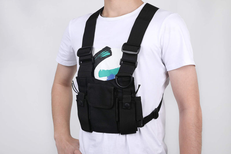 [Australia - AusPower] - Radio Chest Harness Rig Holster Pack with Front Pouches and Zipper Bag for Universal Walkie Talkies 