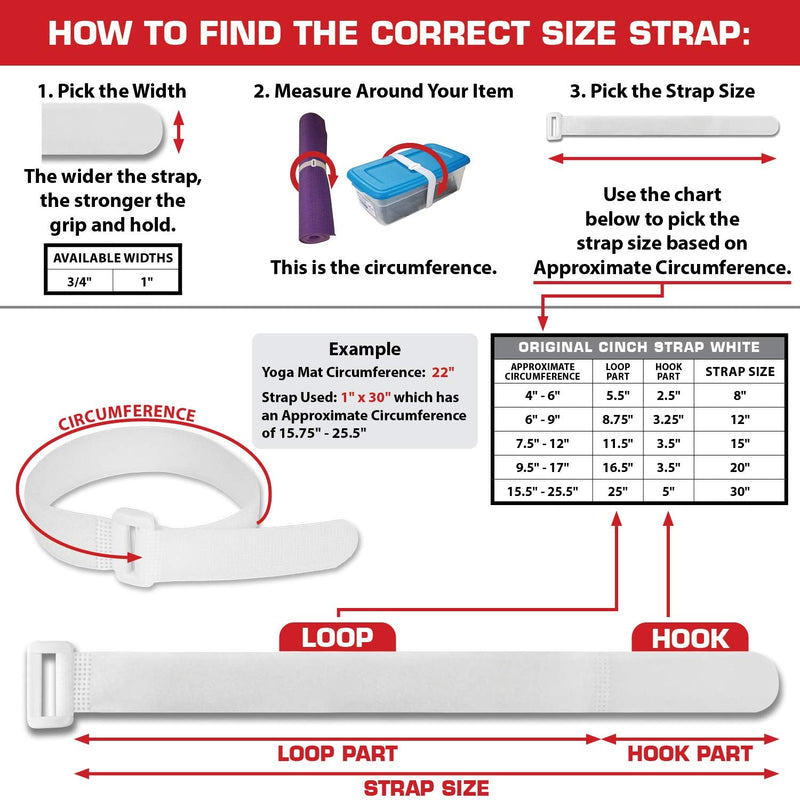 [Australia - AusPower] - Reusable Cinch Straps 1" x 30" - 10 Pack, Multipurpose Quality Hook and Loop Securing Straps (White) - Plus 2 Free Bonus Reusable Cable Ties 1" x 30" White 