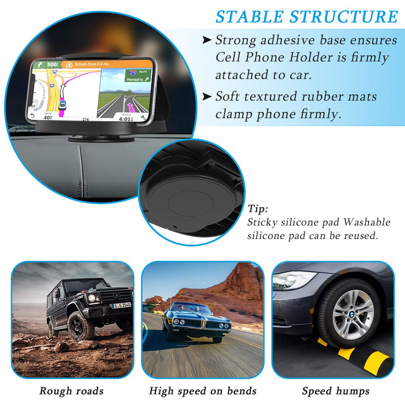 [Australia - AusPower] - Cell Phone Holder for Car, Upgrade 360° Rotatable Phone Mount for Dashboard, Horizontal & Vertical Viewing Friendly Phone Car Mount, Compatible with iPhone Samsung Android Smartphones GPS Devices 