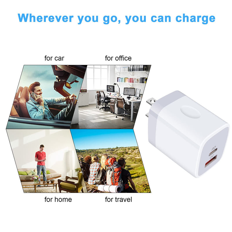 [Australia - AusPower] - USB Charger Plug, 20W PD & QC3.0 USB Outlet Block 3-Pack Fast Charging Cubes Charger Box for Samsung Galaxy S22 S21 Ultra 5G S20 A13 Z Flip/Fold 3 A52, iPhone 13 12 SE 11 Pro Max X 8 7 6, Pixel 6Pro 5 white 