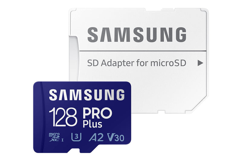 [Australia - AusPower] - SAMSUNG PRO Plus + Adapter 128GB microSDXC Up to 160MB/s UHS-I, U3, A2, V30, Full HD & 4K UHD Memory Card for Android Smartphones, Tablets, Go Pro and DJI Drone (MB-MD128KA/AM) 