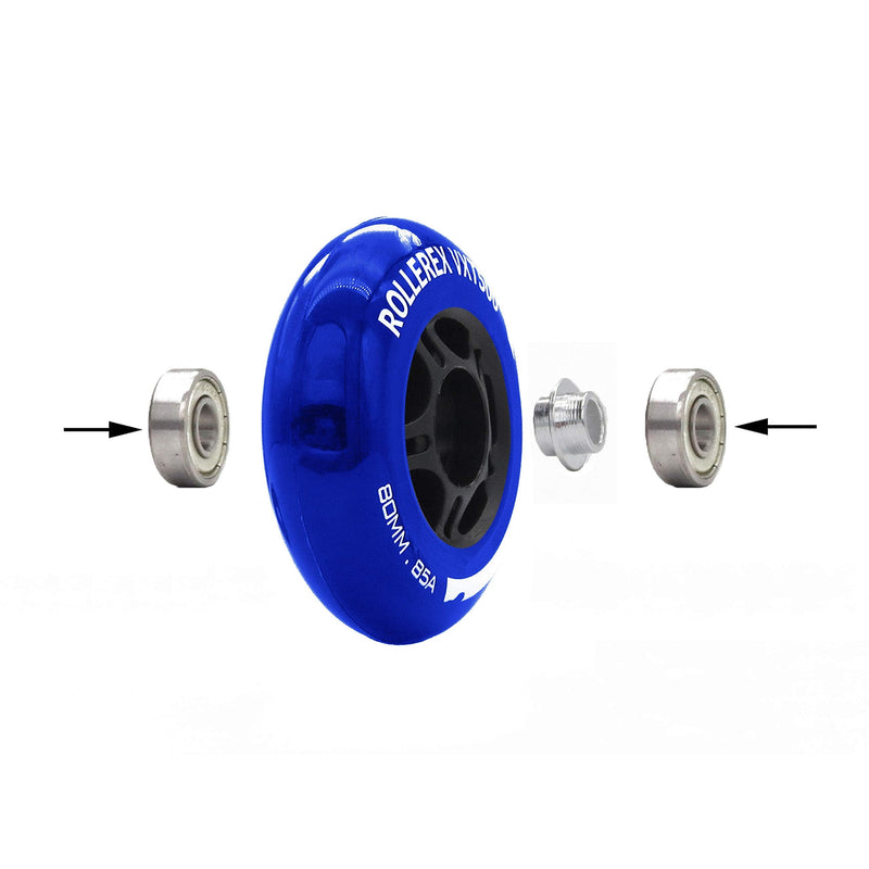 [Australia - AusPower] - Rollerex VXT500 Inline Skate Wheels (2-Pack w/Bearings, spacers and washers) (Use on Hockey Roller Blades) - Can Be Used As RipStik Wheel Replacements Deep Sea Blue 72mm 