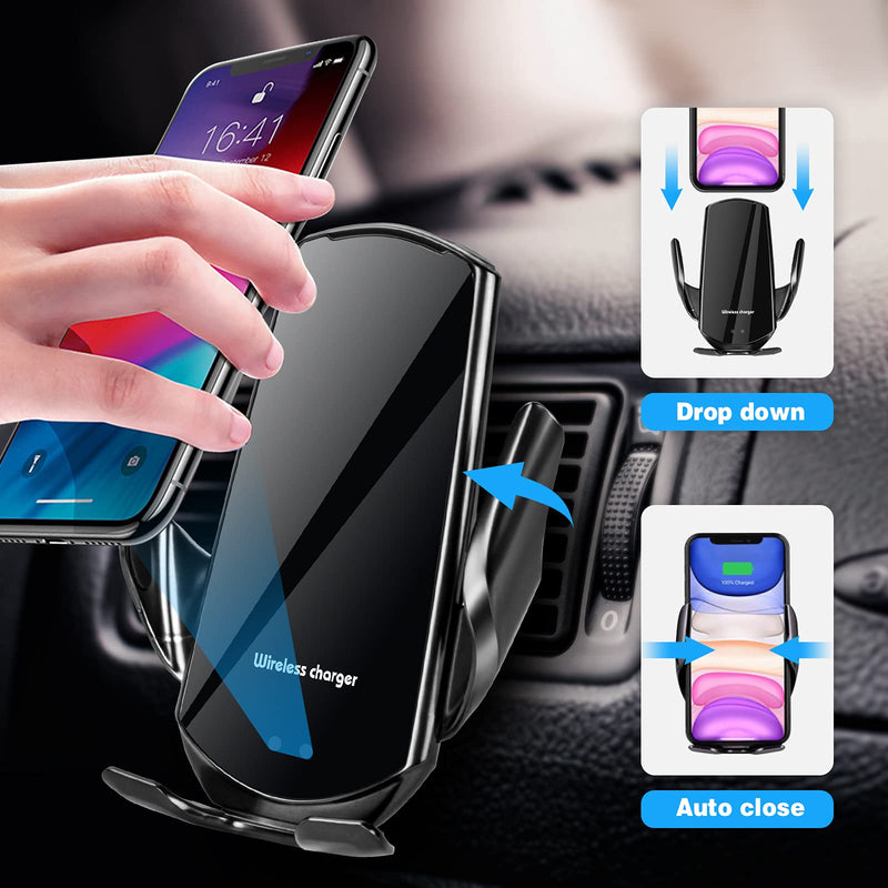 [Australia - AusPower] - Wireless Car Charger Mount, 10W Fast Charging Auto-Clamping Car Mount Air Vent Phone Holder for iPhone 13 Series/ 12/12Pro Xs Max XR X 8 8P, Samsung S8 S9 S10 S20 Note10 Note9 