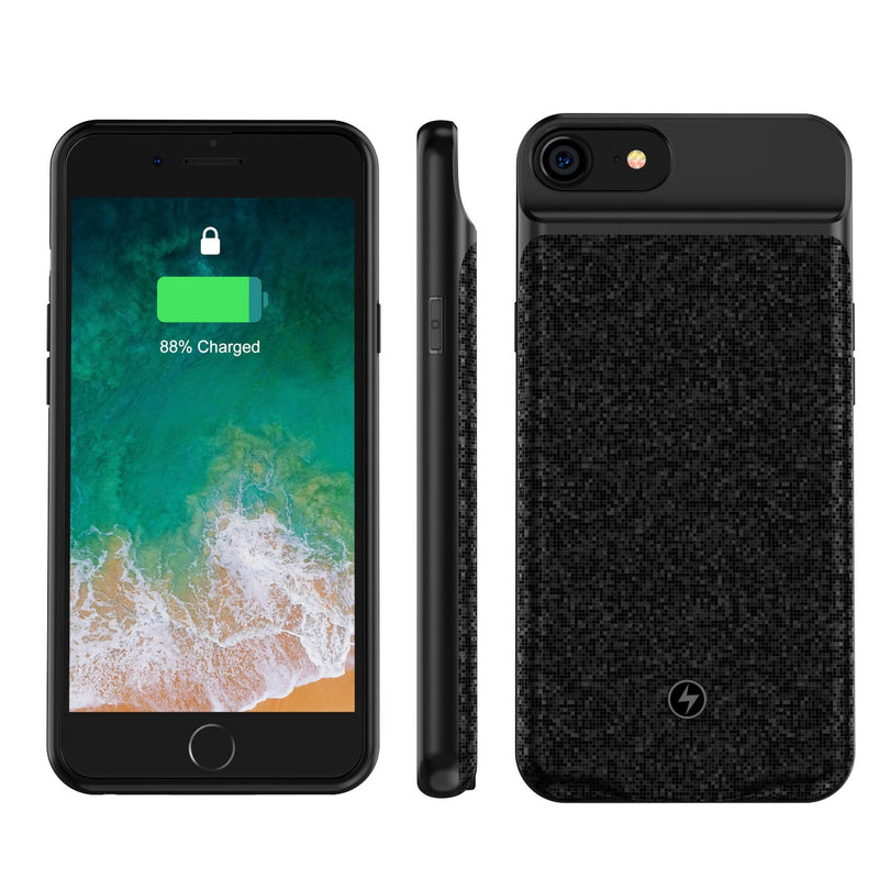 [Australia - AusPower] - Wireless Battery Case Compatible with iPhone SE2 SE 2020 8 7 6s 6 3000mAh Ultra Slim Rechargeable Cover Support Headphone Qi Mosaic Wireless Charging Backup Extended Protective Shell Black 4.7 inch iPhone 8 7 6s 6 
