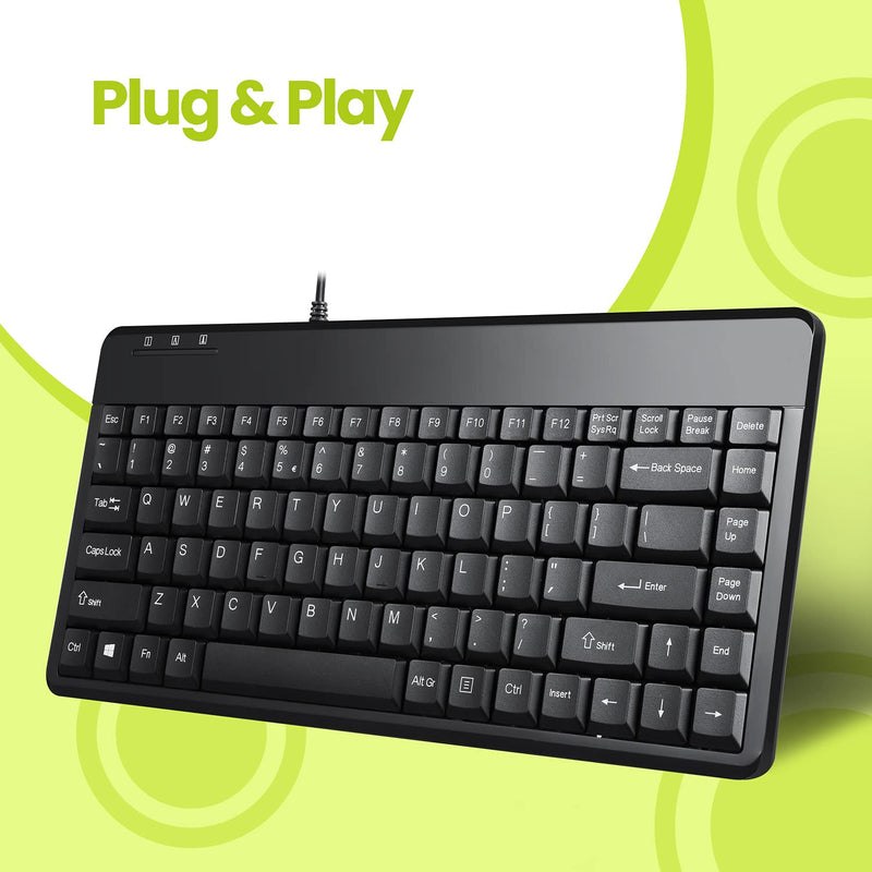 [Australia - AusPower] - Perixx PERIBOARD-409P ES Mini Teclado con PS2 Cable - 314x146x20mm - Negro - QWERTY Español 