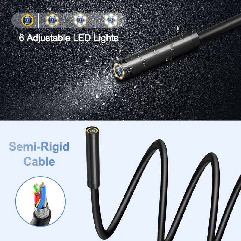 [Australia - AusPower] - 5 Inch Borescope,Maylatte 1080P HD Screen Endoscope with 6 LED Lights,10FT Semi-Rigid Cable IP67 Waterproof Inspection Camera with 32GB Card,Snake Camera for Auto Sewer Drain Pipe 10FT 