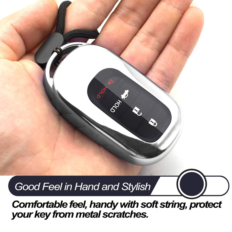 [Australia - AusPower] - MECHCOS Compatible with 2022 Honda Accord Civic Silver TPU Key Fob Cover Case Remote Holder Skin Protector Keyless Entry Sleeve Accessories 