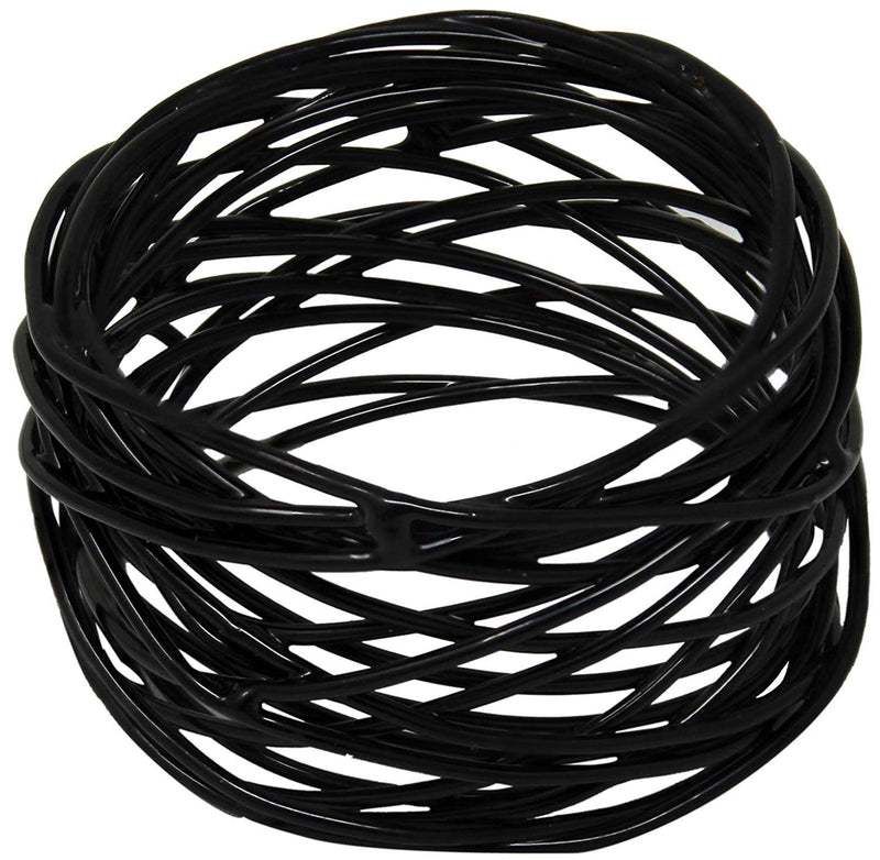 [Australia - AusPower] - Kaizen Casa Handmade Decorations Black Napkin Rings Set of 12 Metal Mesh for Weddings Dinner Parties or Every Day Use (Black, 12) 
