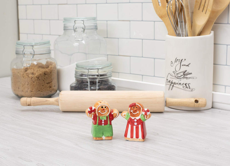 [Australia - AusPower] - Transpac Y8303 Gingerbread Couple Salt and Pepper Shakers, Dolomite, Set of 2 