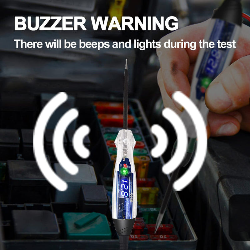 [Australia - AusPower] - AWBLIN Upgraded Automotive Buzzer Test Light 4-60V DC Digital LED Circuit Tester, Heavy Duty Light Tester with Voltmeter, Auto Bidirectional Voltage Tester Electric Test Pen 4-60V LED Digital 