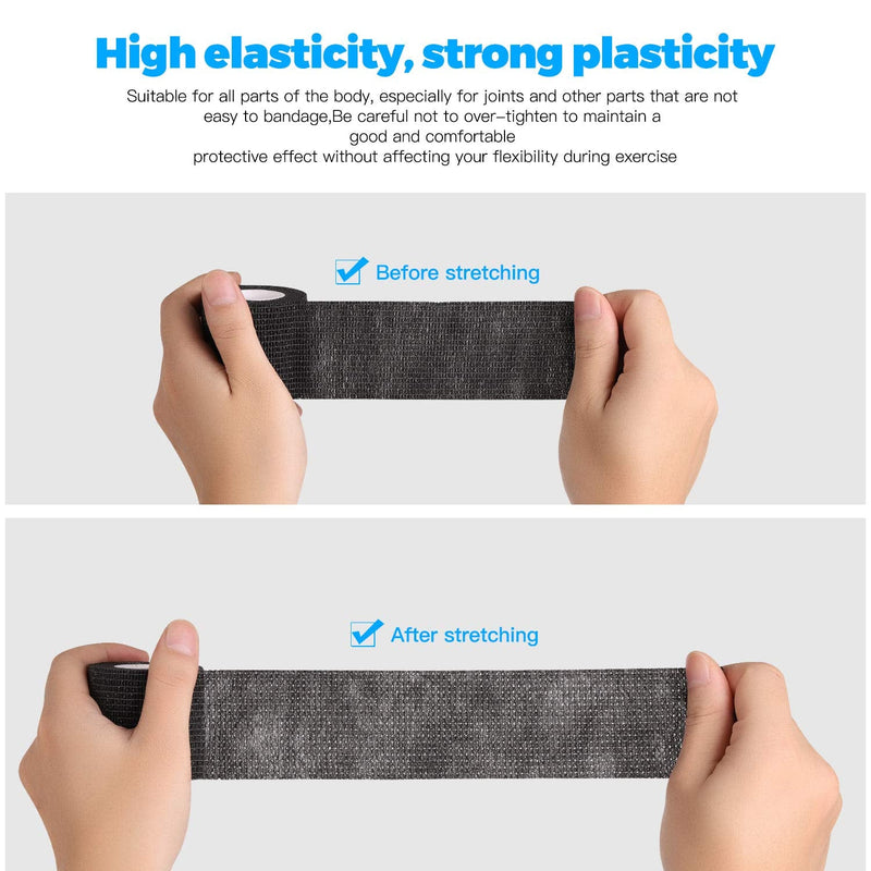 [Australia - AusPower] - Bandage Wrap Self Adhesive Bandage Wrap Breathable Cohesive Bandage Wrap Rolls Athletic Elastic Self Adherent Wrap for Sports Injury ,Wrist, Ankle Sprains (Black, 4 Inch (Pack of 8)) Black 4 Inch (Pack of 8) 