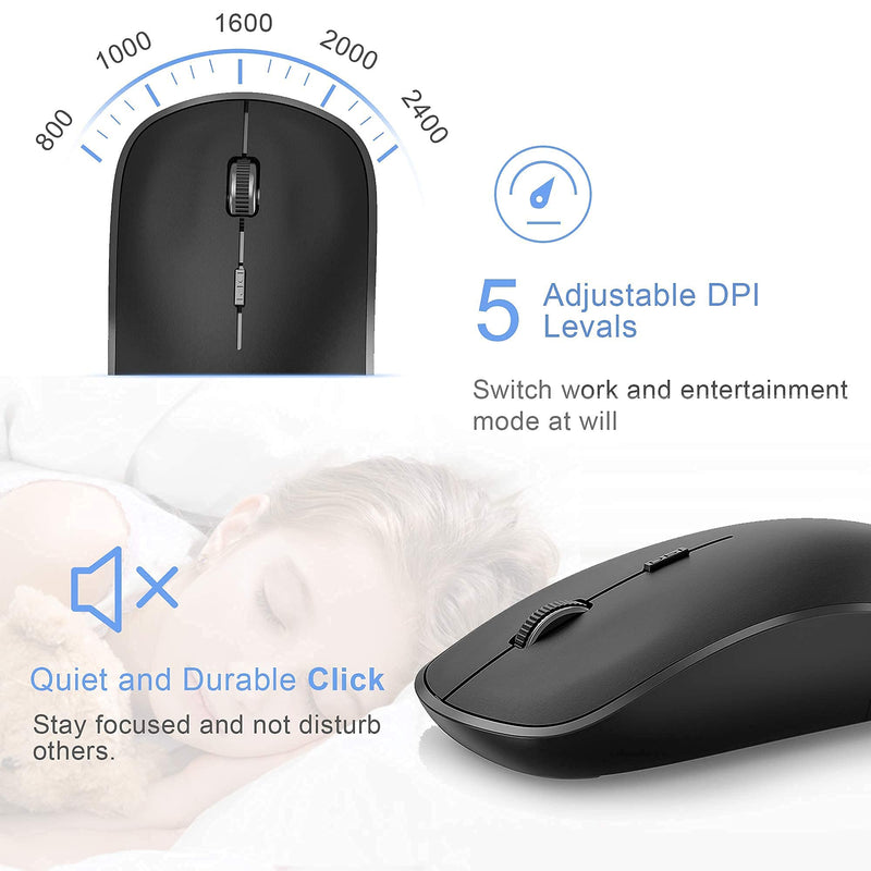 [Australia - AusPower] - Wireless Keyboard and Mouse,J JOYACCESS 2.4G Ergonomic and Slim Wireless Keyboard Mouse Combo Designed for Computer,Windows, PC, Laptop,Tablet - Black Grey 