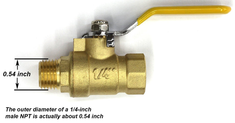 [Australia - AusPower] - Lead-Free Forged Brass In-Line Ball Shut Off Valve, Quarter Turn, 1/4" Male NPT (MNPT) X 1/4" Female NPT (FNPT), Qty: 1 1/4" NPT 