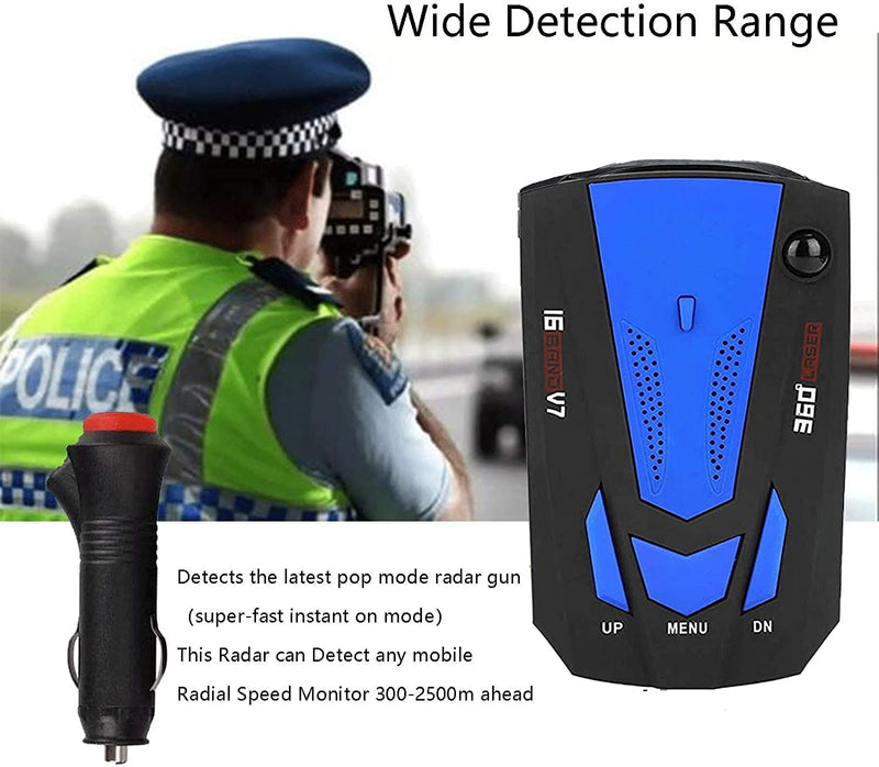 [Australia - AusPower] - MAEAMSY [New Upgrade] Radar Detectors for Cars, 360-Degree Monitoring Long-Distance Remote Warning, Full-Band Monitoring, Voice Prompt, Away from Fines.(V7-Blue) Blue 