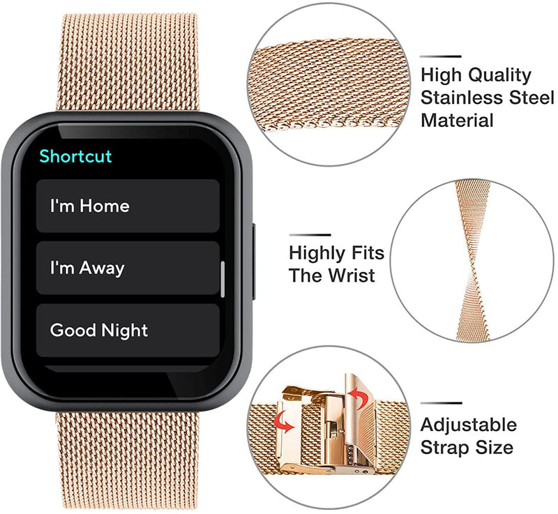 [Australia - AusPower] - Bands Compatible with Wyze Watch 47/44mm for Women Men, Breathable Stainless Steel Metal Mesh Band, Adjustable Replacement Strap for Wyze Smart Watches Rose Gold 