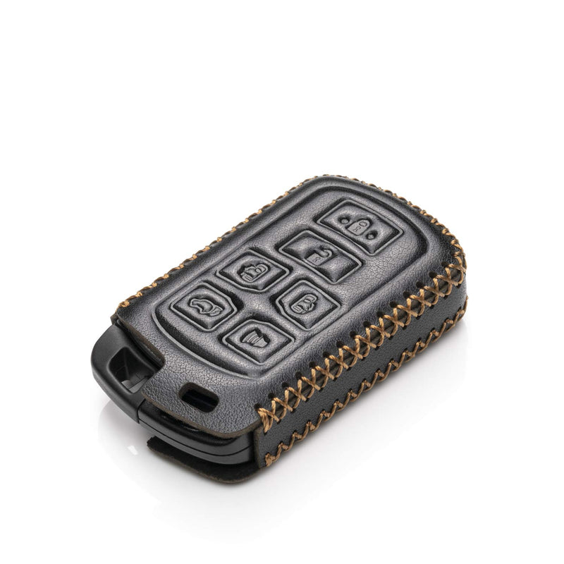 [Australia - AusPower] - Vitodeco Genuine Leather Smart Key Keyless Remote Entry Fob Case Cover with Key Chain Compatible with Toyota Sienna 2011-2020 (6 Buttons, Black) 6 Buttons 