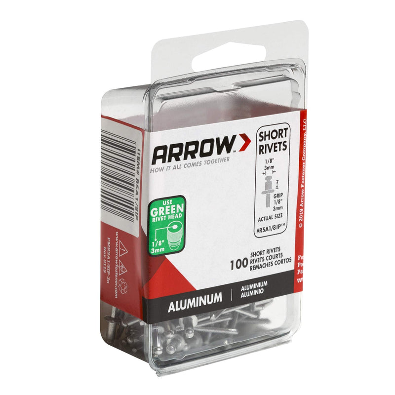 [Australia - AusPower] - Arrow RSA1/8IP Short Aluminum 1/8-Inch Rivets, 100-Pack 