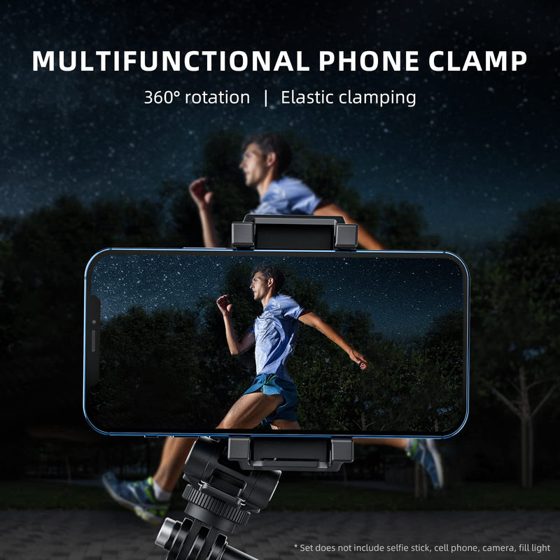 [Australia - AusPower] - TELESIN Phone Tripod Mount Holder Adapter, Adjustable Cell Phone Stand Holder with Cold Shoe, Smartphone Clamp Vertical Horizontal Bracket for iPhone 14 13 12 11 Pro Android Samsung Galaxy Accessories 