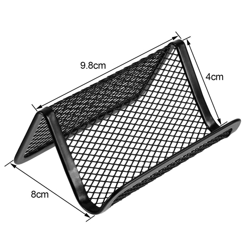 [Australia - AusPower] - Rocutus 8pcs Business Card Holder Metal Business Card Holder Desk Business Card Holder Card Organizer Black Mesh Business Card Display Business Card Holder Desk Business Card Holder (Black) 