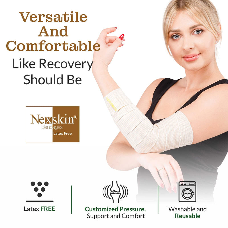 [Australia - AusPower] - Premium Elastic Bandage Wrap (2” Wide, 6 Pack) - Nexskin Latex Free Athletic/Medical Compression Bandages Hook & Loop Fasteners at Both Ends - Lifetime Washable & Reusable USA Organic Cotton Bandage 2 Inch (Pack of 6) 