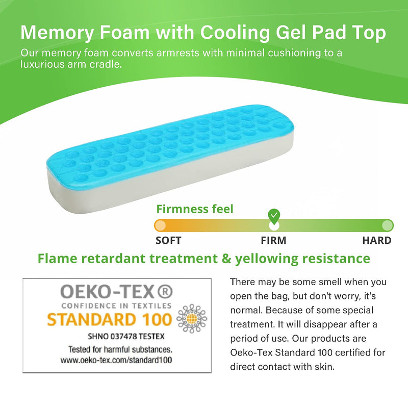 [Australia - AusPower] - LargeLeaf Chair Armrest Cooling Gel Cushions Elbow Pillow Pressure Relief Office Chair Gaming Chair armrest with Memory Foam armrest Pads 2-Piece Set of Chair 