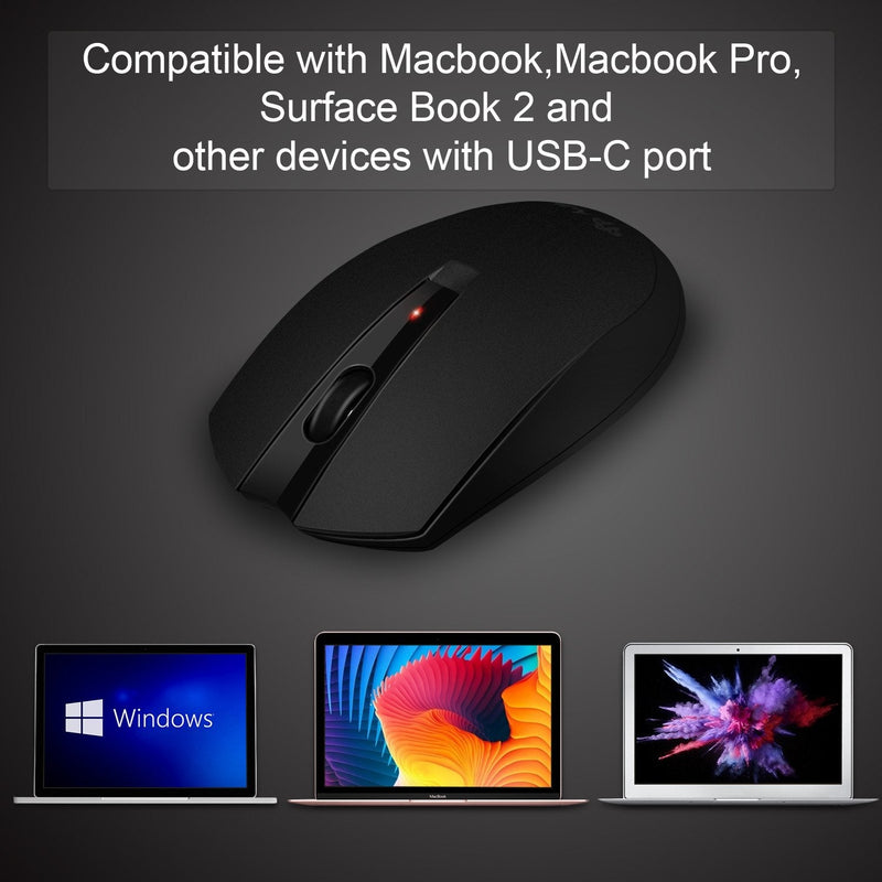 [Australia - AusPower] - Type C Wireless Mouse, AURTEC 2.4GHz USB-C Wireless Mice for Laptop and More USB-C Devices 
