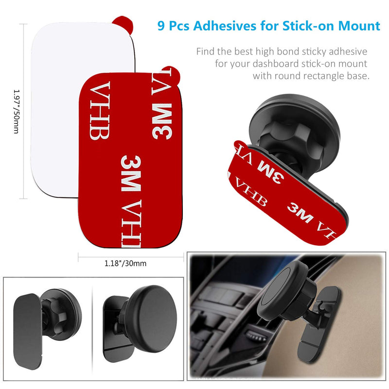 [Australia - AusPower] - Very High Bond Car Adhesive, AZXYI 9 PCS Dashboard Sticky Adhesive Replacement, Double Sided Sticky Pads Sticker Tapes for Mounting Windshield Dashboard Magnetic Phone Car Mount and Dash Cam 
