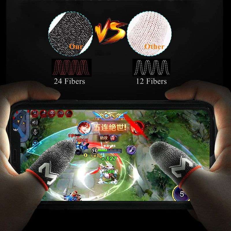 [Australia - AusPower] - Gaming Finger Sleeves for Sweaty Hands - Rakizbe High-Sensitive Anti-Sweat Breathable Seamless Touch Screen Thumb Sleeve Gloves for iPad/Mobile PUBG Game Controller 