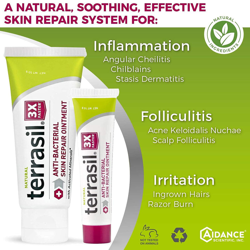 [Australia - AusPower] - Antibacterial Skin Repair, 3X Faster Natural Ingredients for Treatment of Fissures Folliculitis Angular Cheilitis Impetigo Chilblains Lichen Sclerosus Cellulitis by Terrasil (14 Gram) 