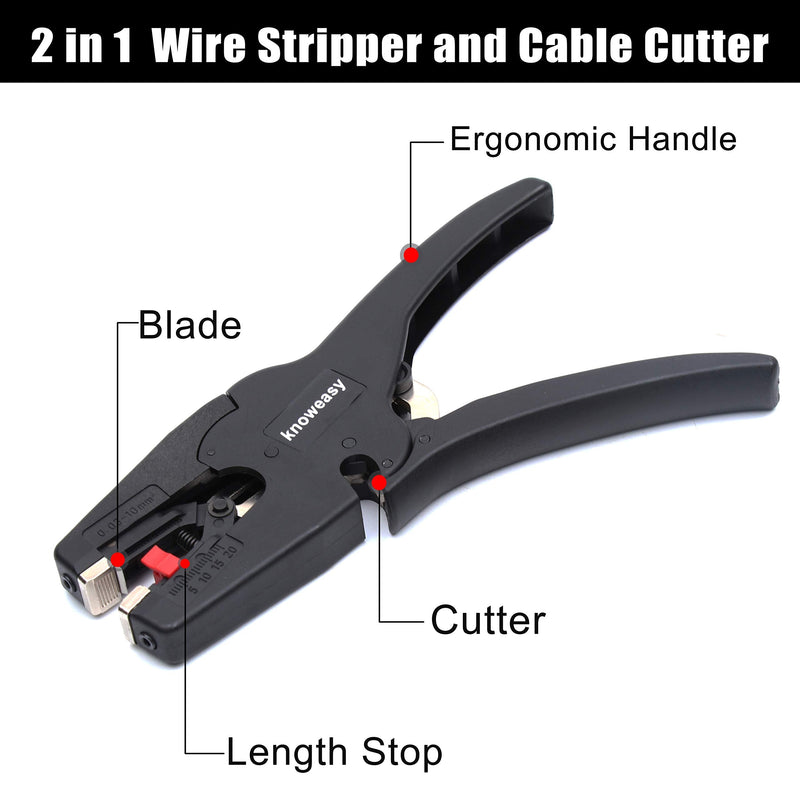 [Australia - AusPower] - Knoweasy Automatic Wire Stripper and Cutter,2 in 1 Heavy Duty Wire Stripping Tool for Wire Stripping,Cutting 5-20mm/(0.25-0.75Inches) D3 