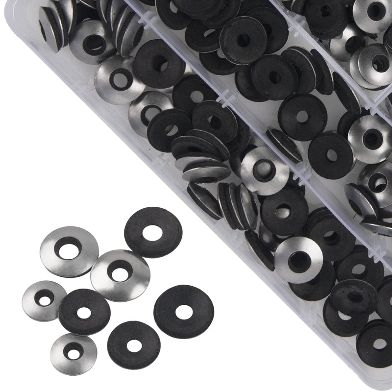 [Australia - AusPower] - Rrina 200Pcs 304 Stainless Steel Neoprene EPDM Bonded Sealing Gasket Washers Assortment Kit for 8#/10#/12#/14# Screws 