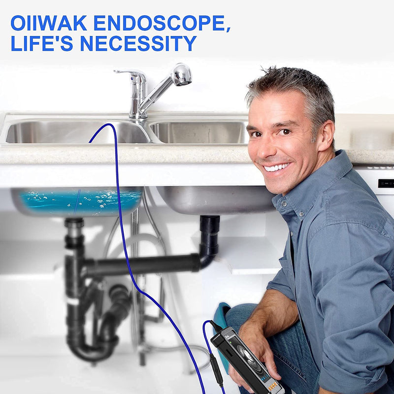 [Australia - AusPower] - Oiiwak Industrial Endoscope Camera 5.5mm Waterproof Drain Snake Camera 1080P HD Digital Borescope Inspection Camera 4.3" Screen Automotive Plumbing Sewer Wall Camera with Light, Tool Box, 11.5FT Cable 