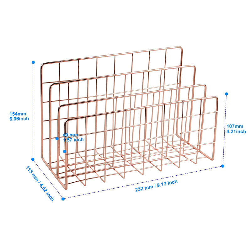 [Australia - AusPower] - YiePhiot Desktop Mail Organizer File Organizer Metal Wire Mail Sorter Letter Organizer Magazine Rack for Letters, Mails, Books, Postcards, Brochures, Mail Holder (3 Slot, Rose Gold) 